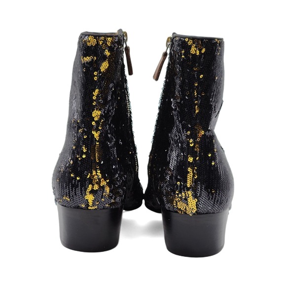 Christian Louboutin Paillettes Disco 70s Ankle Boots Black Gold 41.5 8.5 $1450 - Picture 6 of 8